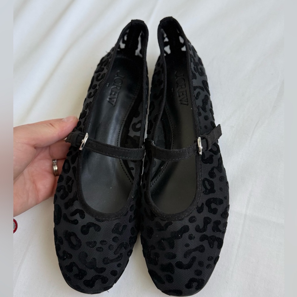 J.Crew Leopard Mesh Mary Jane Ballet Flats – Black – NWOB - Picture 5 of 10